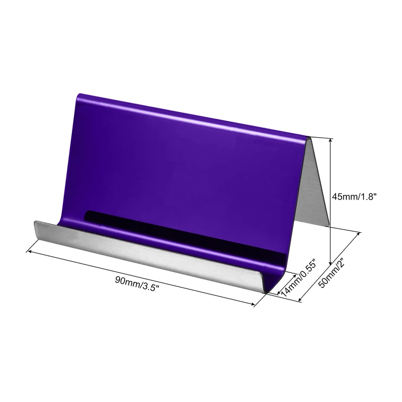 Business Card Holder, Reflective Stainless Steel Desktop Name Cards Display Stand for Office Desk