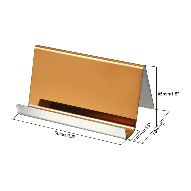 Business Card Holder, Reflective Stainless Steel Desktop Name Cards Display Stand for Office Desk