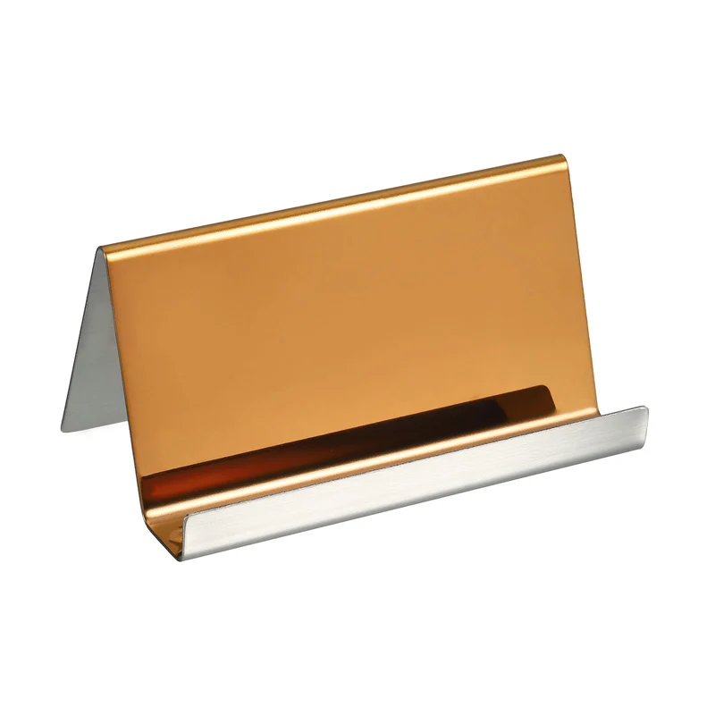 Business Card Holder, Reflective Stainless Steel Desktop Name Cards Display Stand for Office Desk