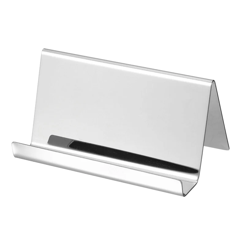 Business Card Holder, Reflective Stainless Steel Desktop Name Cards Display Stand for Office Desk