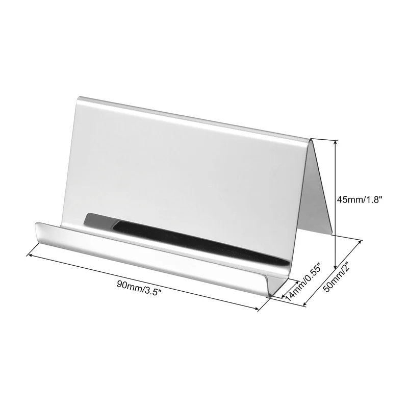 Business Card Holder, Reflective Stainless Steel Desktop Name Cards Display Stand for Office Desk
