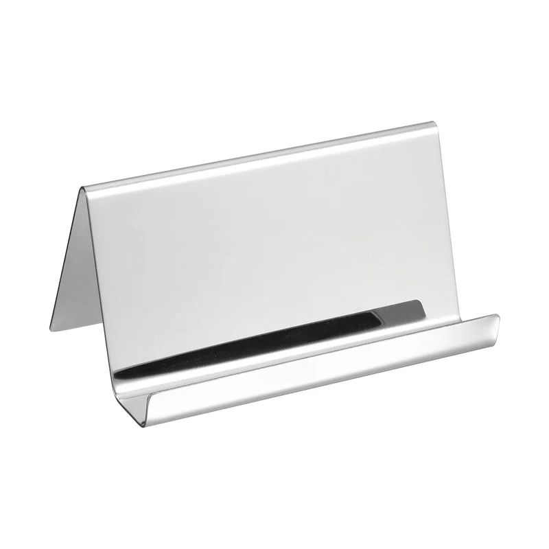 Business Card Holder, Reflective Stainless Steel Desktop Name Cards Display Stand for Office Desk