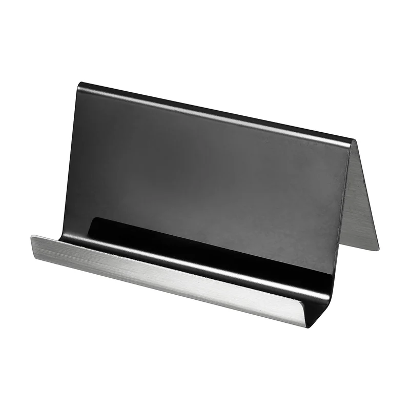 Business Card Holder, Reflective Stainless Steel Desktop Name Cards Display Stand for Office Desk