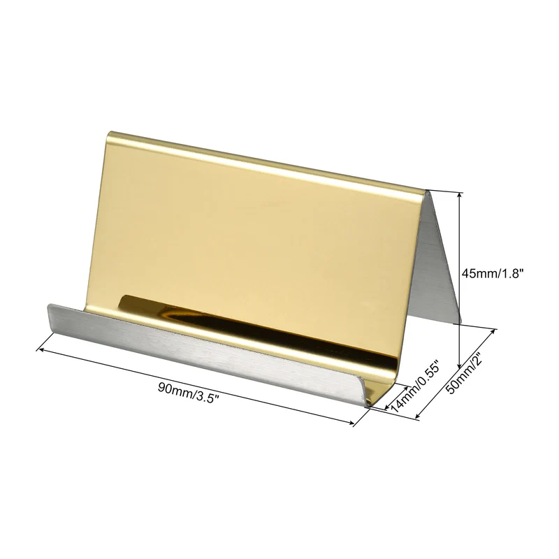 Business Card Holder, Reflective Stainless Steel Desktop Name Cards Display Stand for Office Desk