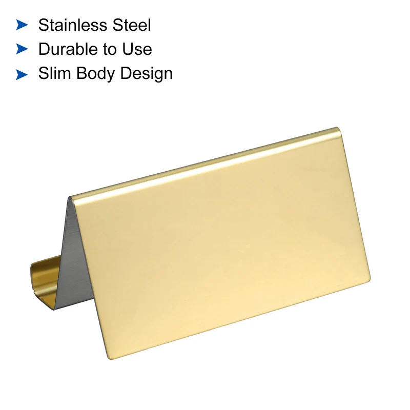 Business Card Holder, Reflective Stainless Steel Desktop Name Cards Display Stand for Office Desk