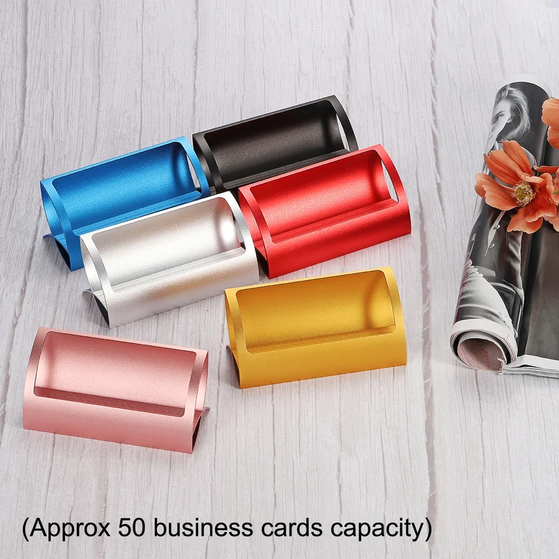 Business Card Holders, Aluminum Name Card Collection Display Stand Organizers for Office Desk