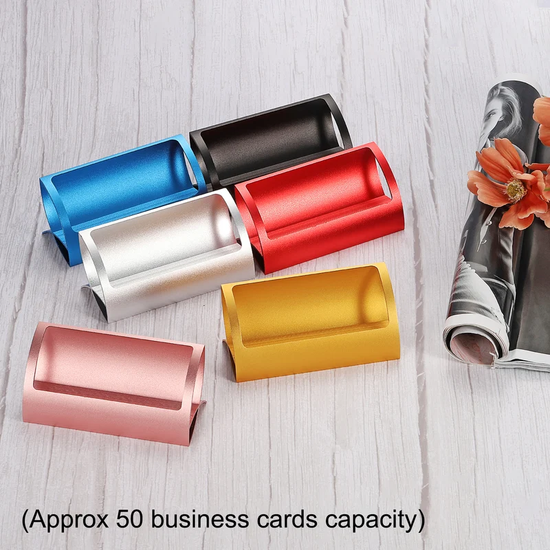 Business Card Holders, Aluminum Name Card Collection Display Stand Organizers for Office Desk