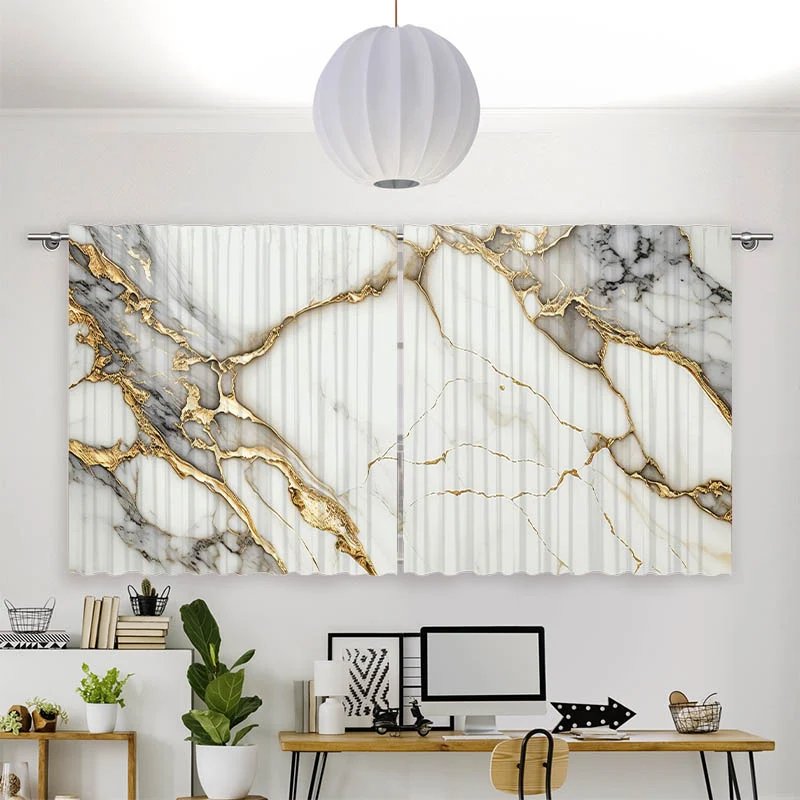 Vorhang Motiv "Gold Weiss Marmoriert"