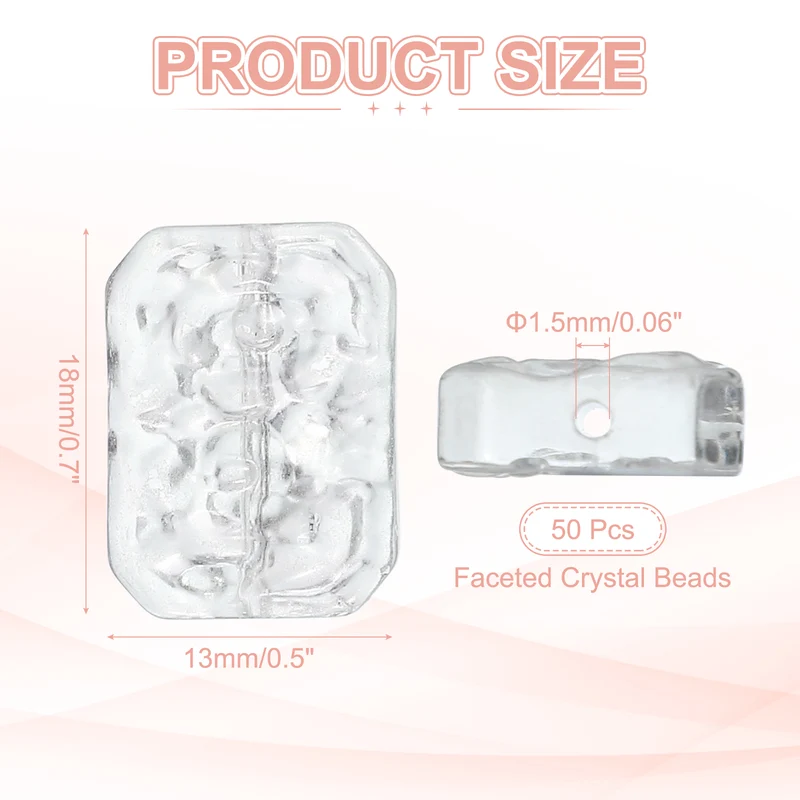 50Pcs Faceted Crystal Beads for Jewelry Making Glass Loose Beads Clear