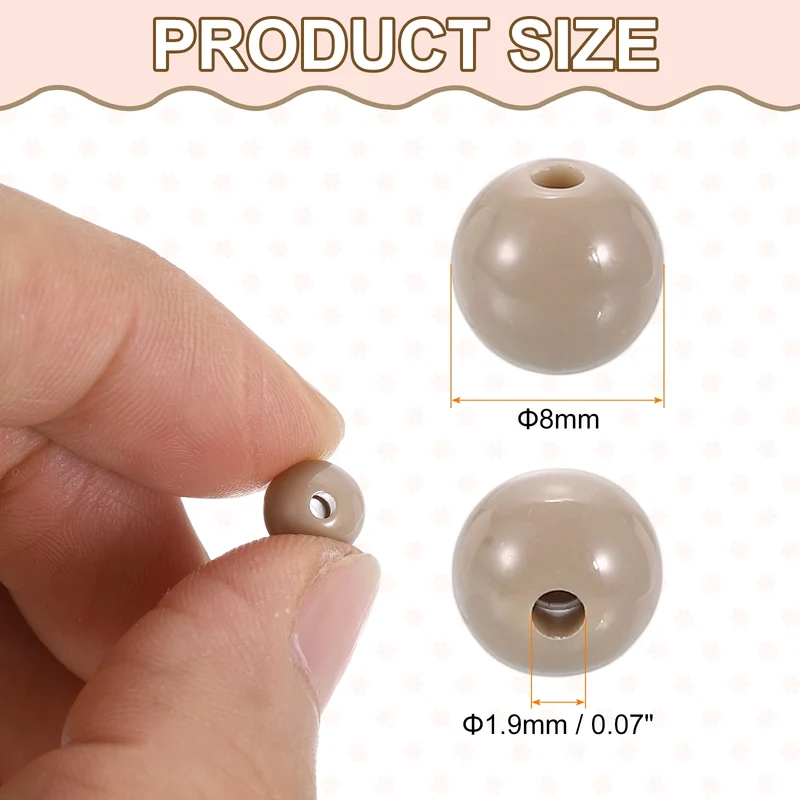 200pcs Light Beige Acrylic Round Beads 8mm Plastic Resin Loose Bead