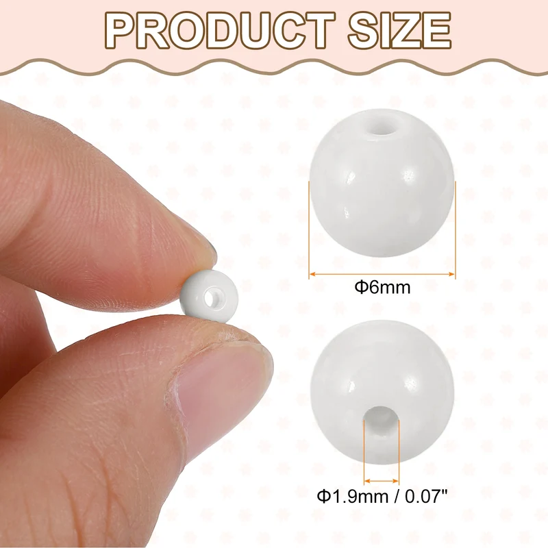 100pcs White Acrylic Round Beads 6mm Plastic Resin Loose Bead