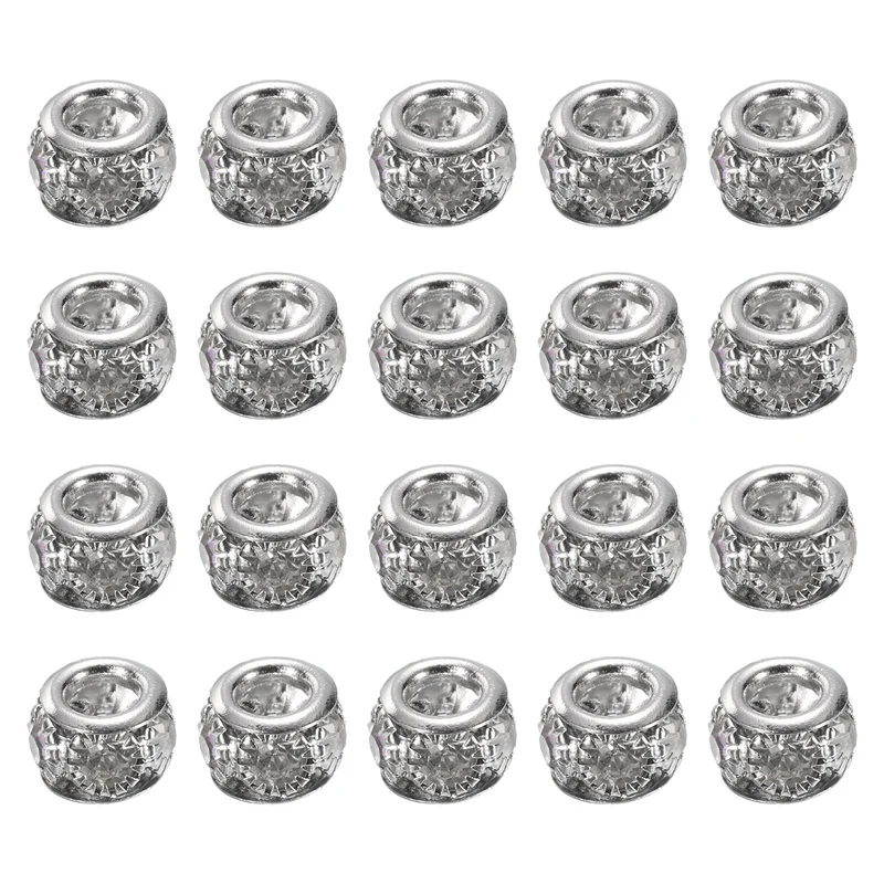 20Pcs 8mm Rhinestone European Beads Large Hole Crystal Beads Grey
