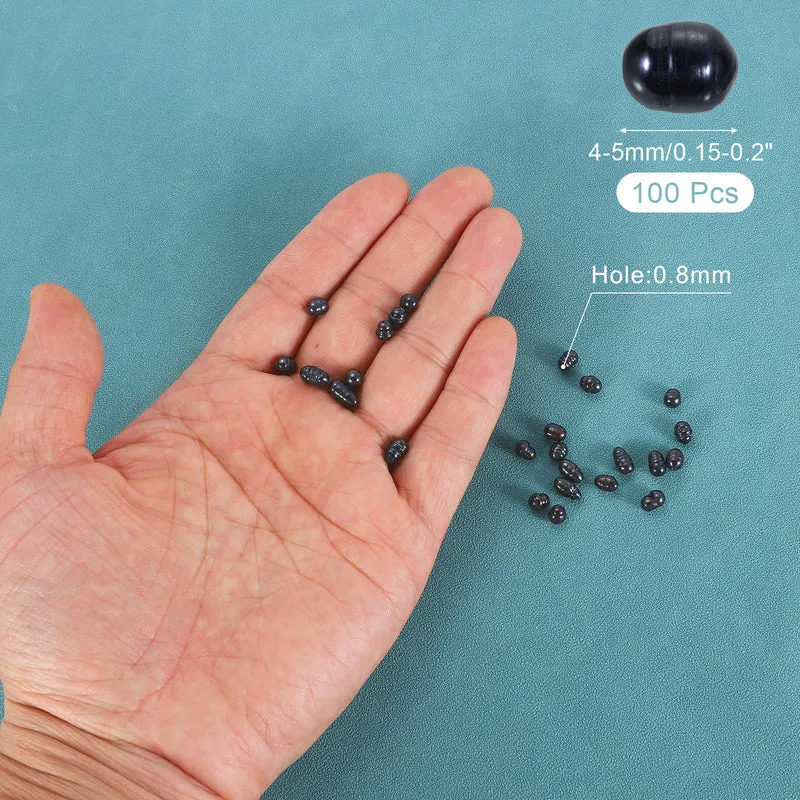 100 Pcs 4-5mm 0.8mm Hole Oval Shape Freshwater Pearl Beads,Black