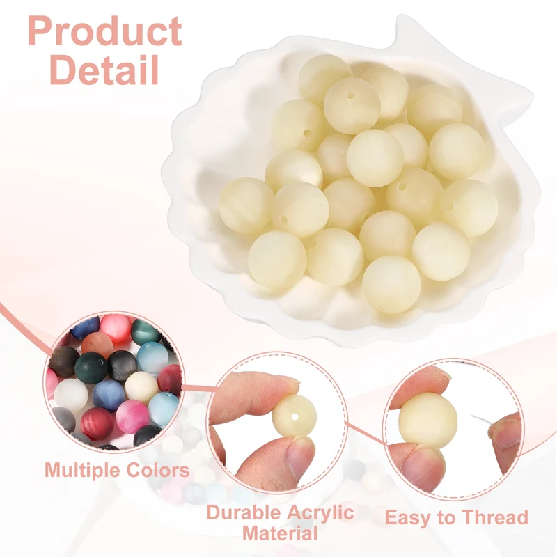 10 Pcs Acrylic Round Beads, 16mm Loose Beads for Jewelry Making, Champagne