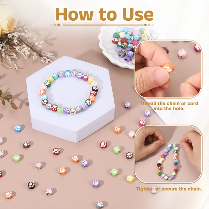 100Pcs Paw Print Spacer Beads, Alloy Enamel Paw Print Pendant, Mixed Colors