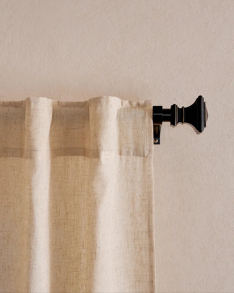 Black Roman Square Custom Finials Curtain Rods