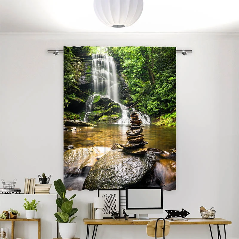 Vorhang Motiv "Wasserfall Zen Stones"