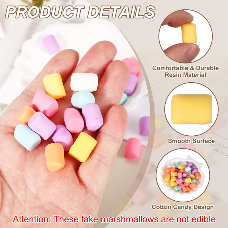 20 Pcs Resin Candy Charm, Artificial Simulation Cotton Candy, Yellow