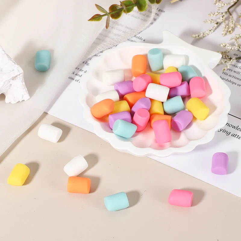 20 Pcs Resin Candy Charm, Artificial Simulation Cotton Candy, Yellow
