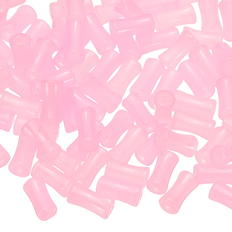 100 Pcs Glass Tube Beads, 6x12mm Bamboo Stick Tube Beads, Pink