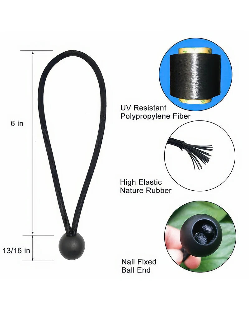 Ball Bungee Cord Heavy-Duty & Versatile Tarp Tie-Down BB-11B