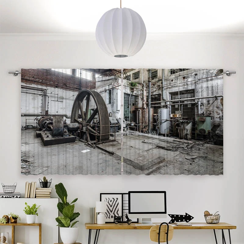 Vorhang Motiv "Grosses Rad in Verlassener Fabrik"