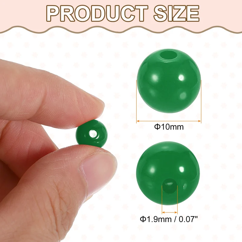 200pcs Green Acrylic Round Beads 10mm Plastic Resin Loose Bead