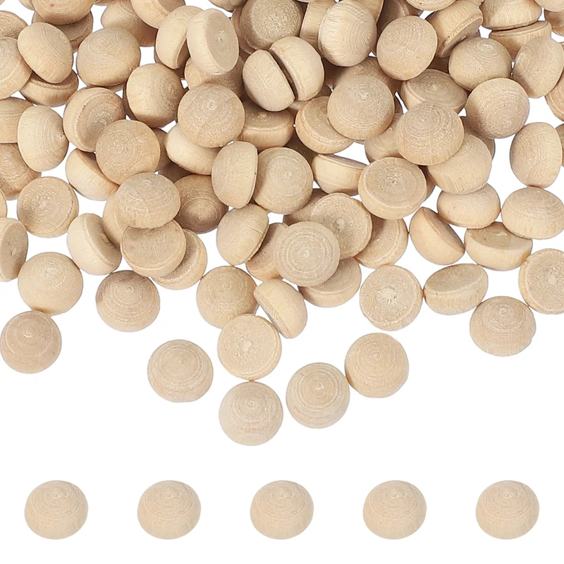 200Pcs Half Wooden Beads 0.2 Inch(6mm) Unfinished Wood Balls Wood Color