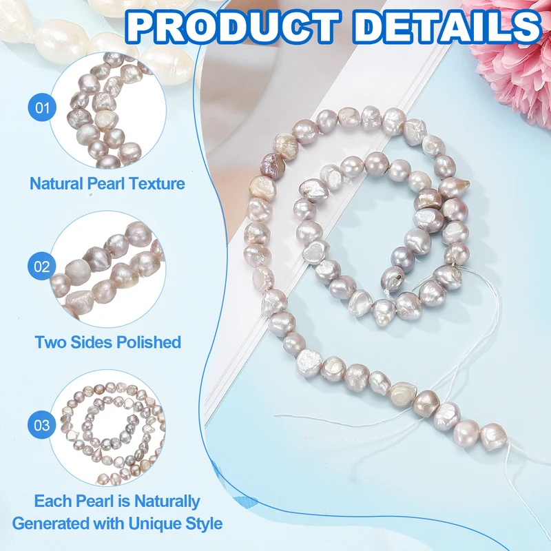 Freshwater Pearl Beads, 6-7mm Side Hole Pearl String, Purple