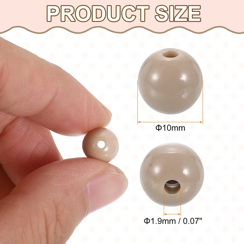 100pcs Khaki Acrylic Round Beads 10mm Plastic Resin Loose Bead