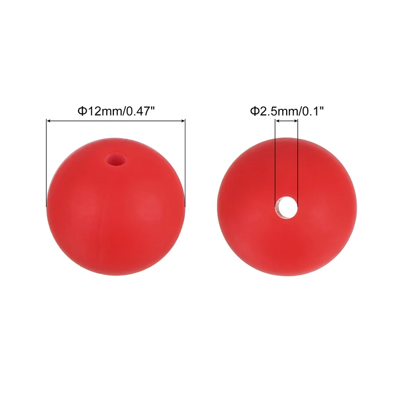 50Pcs 12mm Silicone Beads, Round Loose Rubber Bead for DIY (Dark Red)