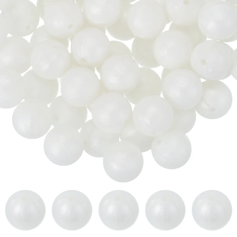 60 Pcs Silicone Beads, 15mm Bulk Beads for Keychain Making, Bright White