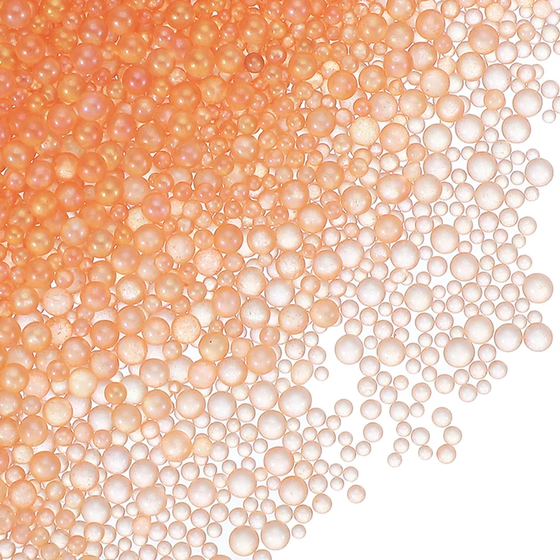 200g 1-3mm Glass Bubble Beads Iridescent No Hole Water Droplet Ball Light Orange