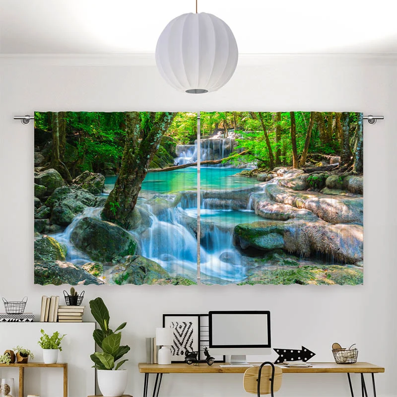 Vorhang Motiv "Wasserfall im Wald in Thailand"