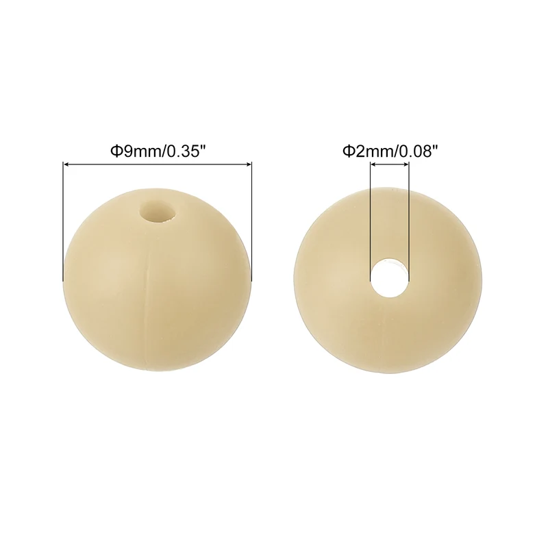 50Pcs 9mm Silicone Beads, Round Loose Rubber Bead for DIY (Oatmeal Yellow)