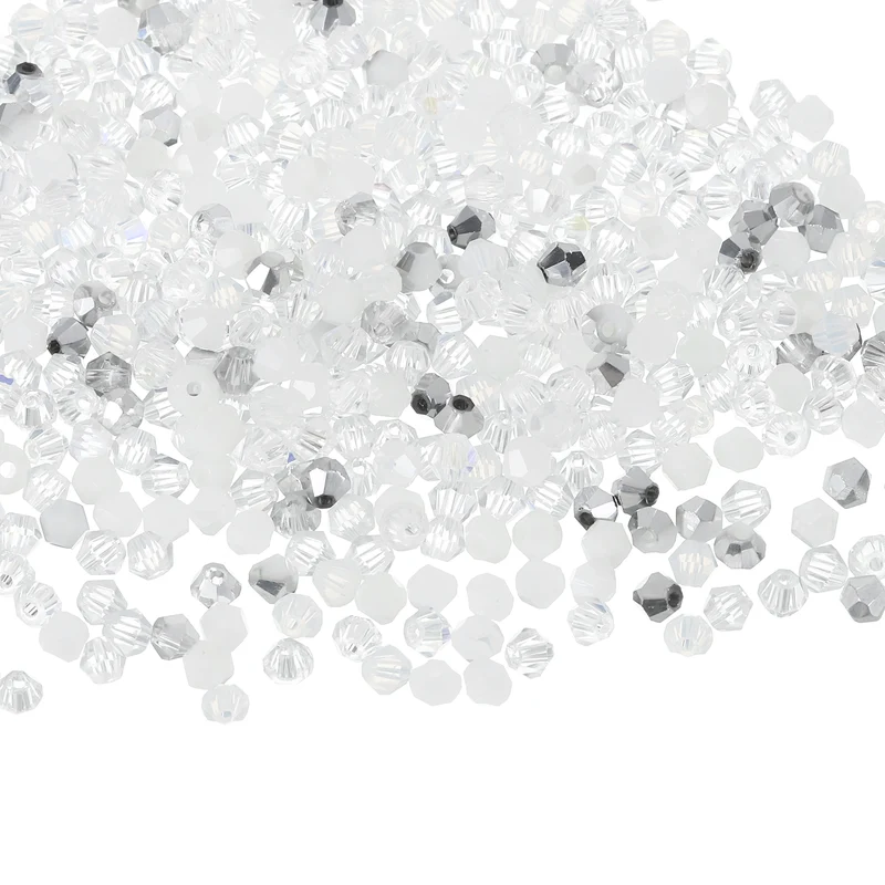 500Pcs Glass Crystal Beads, 3mm Loose Rondelle Shaped Faceted Bead, White