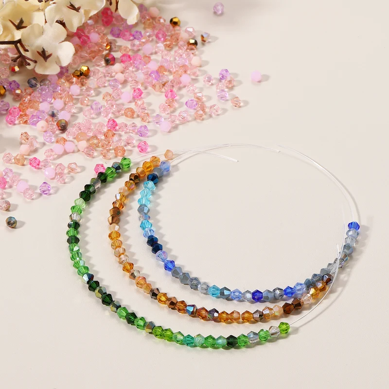 500Pcs Glass Crystal Beads, 3mm Loose Rondelle Shaped Faceted Bead, White