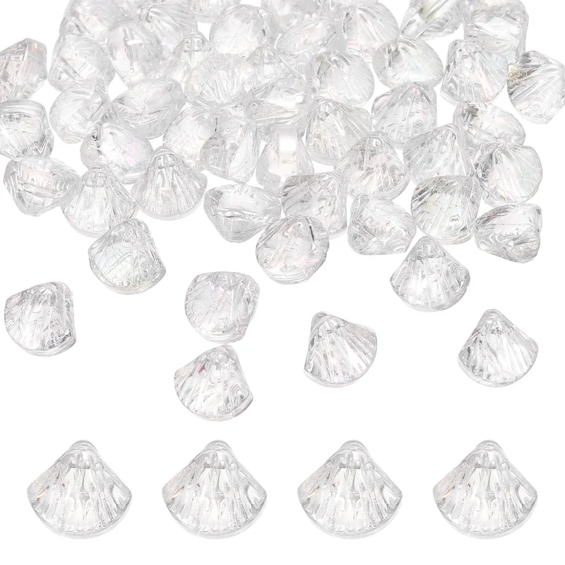 120Pcs Shell Glass Beads, Electroplate Glass Shell Bead Charm, White AB