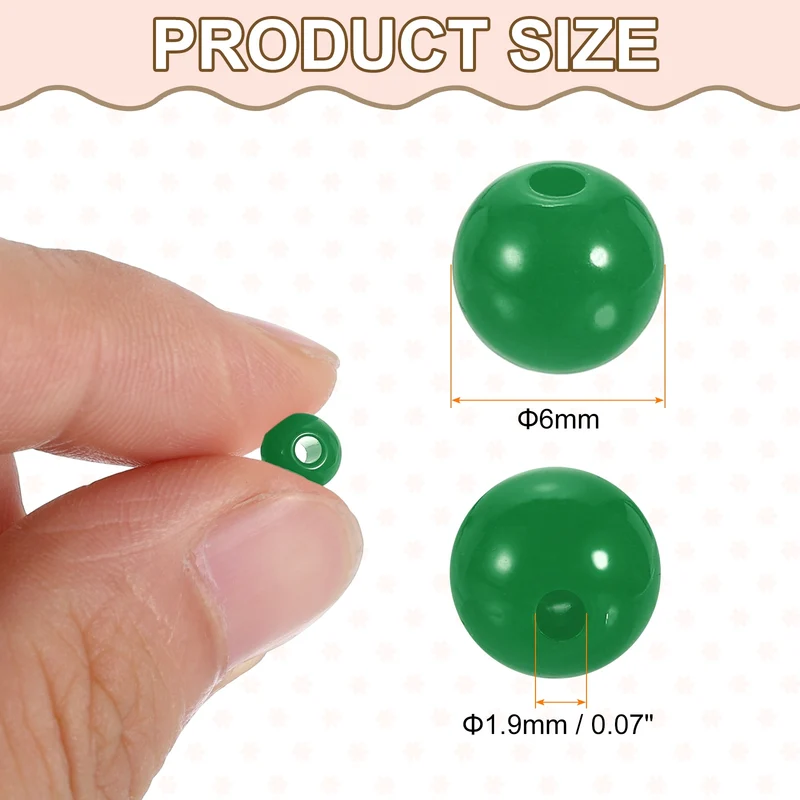 200pcs Green Acrylic Round Beads 6mm Plastic Resin Loose Bead