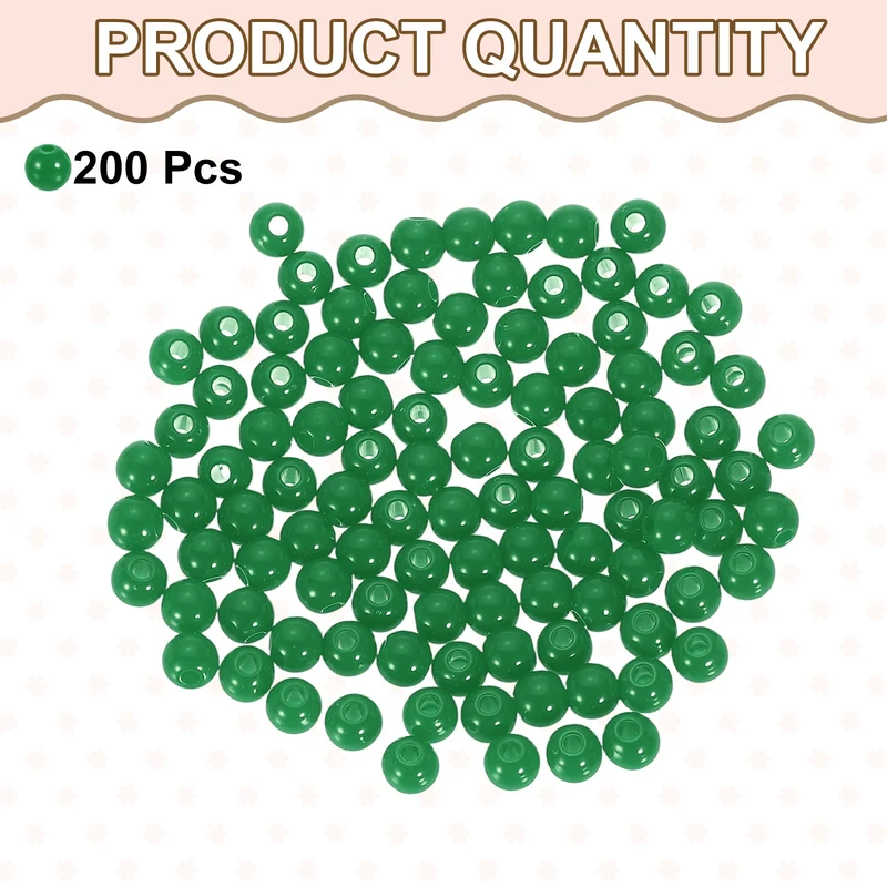 200pcs Green Acrylic Round Beads 6mm Plastic Resin Loose Bead
