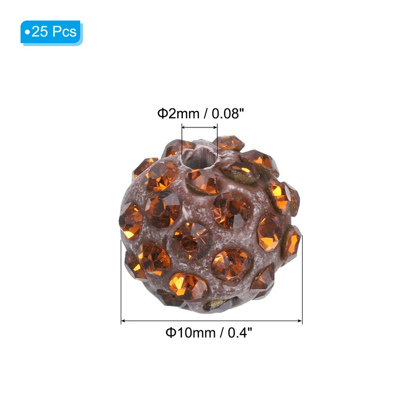 25Pcs 10mm Rhinestone Clay Beads Crystal Disco Bead for DIY Coffee