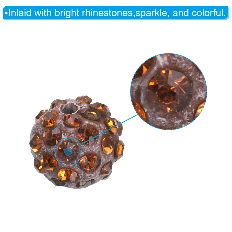 25Pcs 10mm Rhinestone Clay Beads Crystal Disco Bead for DIY Coffee