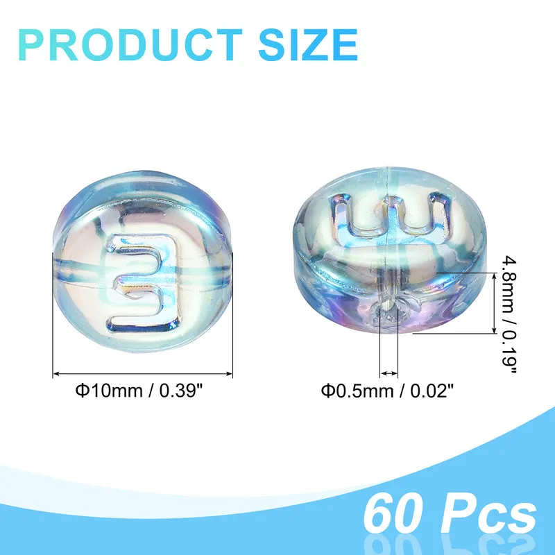 60Pcs Glass Letter Beads, 10mm E Initial Letter Spacer Beads, Blue Green