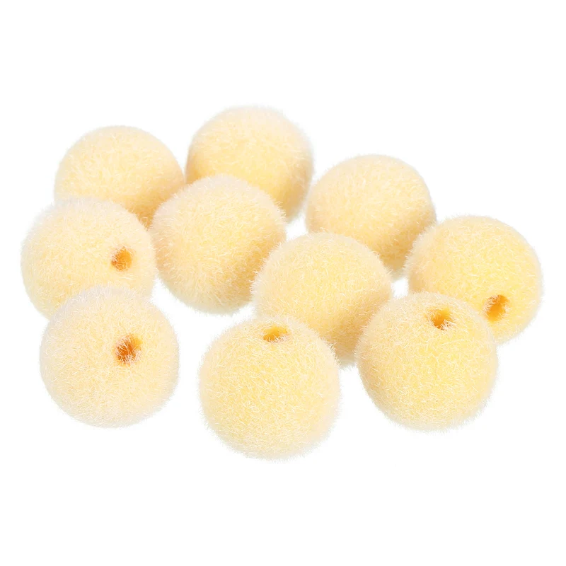 10Pcs Velvet Beads, 16mm Velvet Christmas Beads Plush Beads for Jewelry Keychain Pen Tiered Craft DIY Making (Yellow)