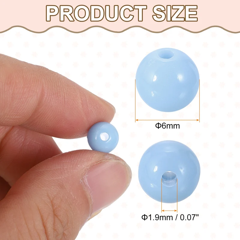 200pcs Random Light Color Acrylic Round Beads 6mm Plastic Resin Loose Bead