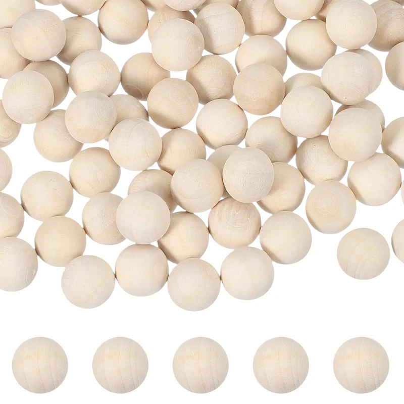 100 Pcs Wooden Balls, 0.5 Inch(12mm) Unfinished Wood Balls, Wood Color