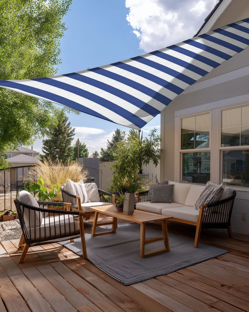 UVShield™ Striped Waterproof Custom Triangle Sun Shade Sail