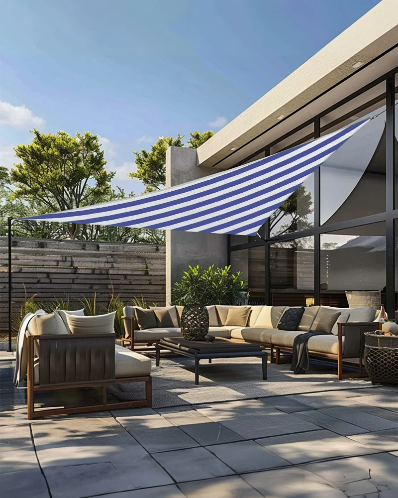 UVShield™ Striped Waterproof Custom Triangle Sun Shade Sail