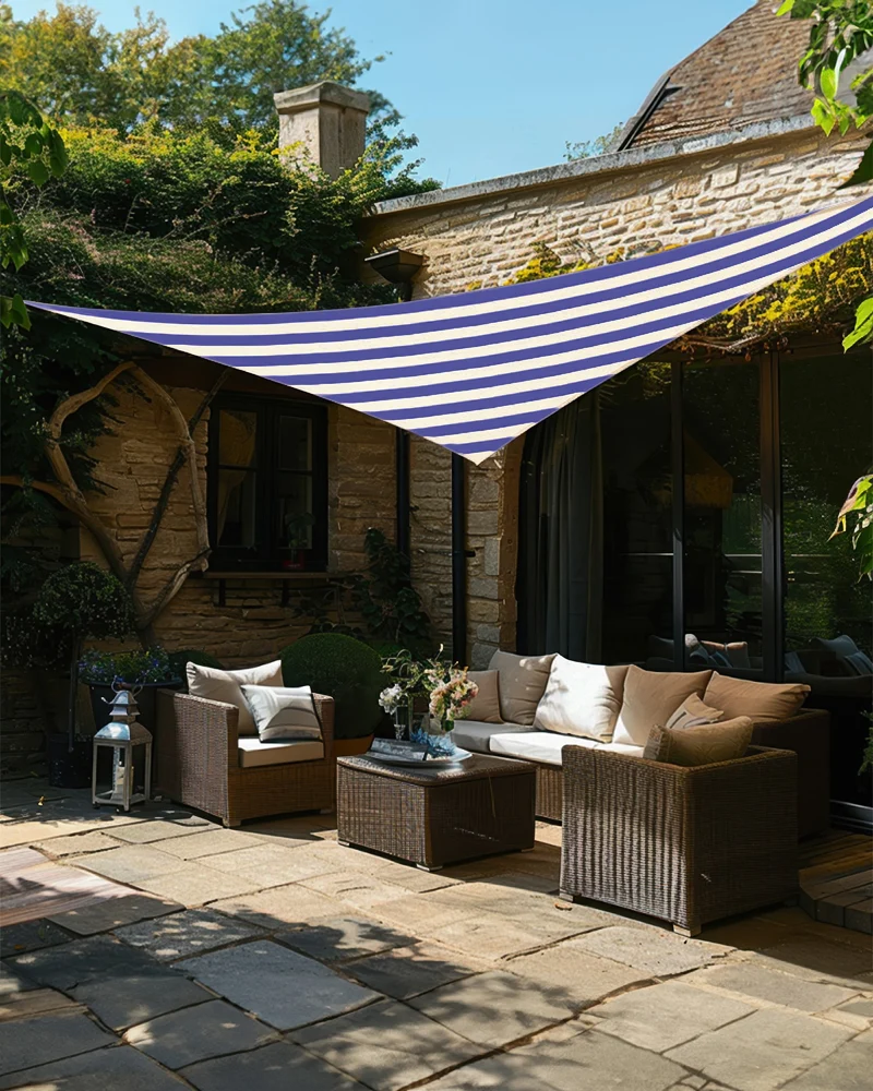 UVShield™ Striped Waterproof Custom Triangle Sun Shade Sail