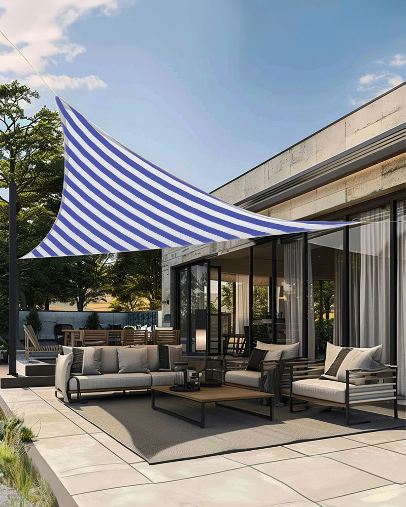 UVShield™ Striped Waterproof Custom Triangle Sun Shade Sail